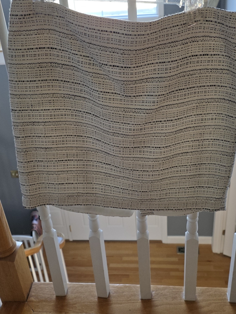 Kenar Cream and Black Textured Stripe Pencil Skirt